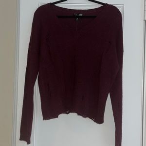 NWT Aqua Cashmere burgundy distressed sweater - size M. Perfect condition
